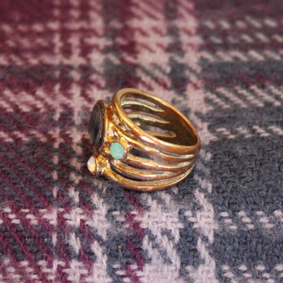 Abalone Rhinestone Abstract Ring - Picture 2 of 8